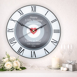 10th Tin Wedding Anniversary Clock
