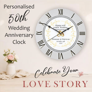 50th Golden Wedding Anniversary Clock