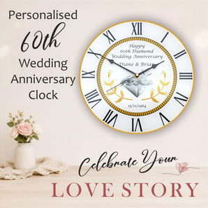 60th Diamond Wedding Anniversary Clock