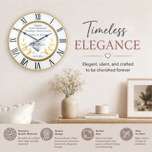 60th Diamond Wedding Anniversary Clock
