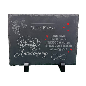 Wedding Anniversary 1 Year Milestone Slate with Stand 20cm x 15cm - 1 Year Anniversary