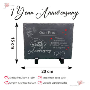 Wedding Anniversary 1 Year Milestone Slate with Stand 20cm x 15cm - 1 Year Anniversary