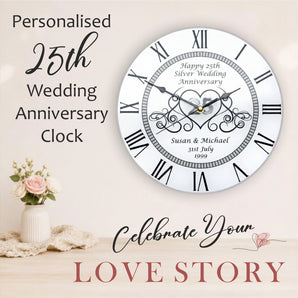 25th Silver Wedding Anniversary Clock