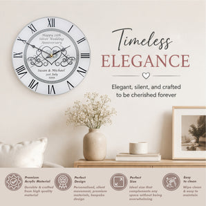 25th Silver Wedding Anniversary Clock