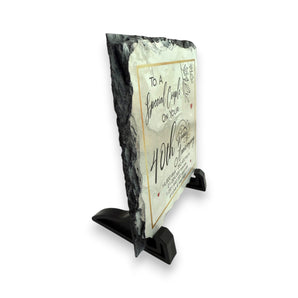 40th Wedding Anniversary Slate for a Special Couple – Handcrafted Natural Slate Plaque with Stand – Romantic Keepsake –  15cm x 15cm