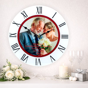 40th Ruby Wedding Anniversary Personalised Photo Clock