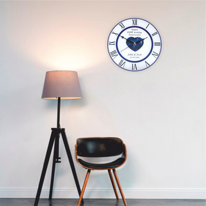 65th Blue Sapphire Wedding Anniversary Clock - Bespoke Personalised Anniversary Gift (30cm Silent Clock)