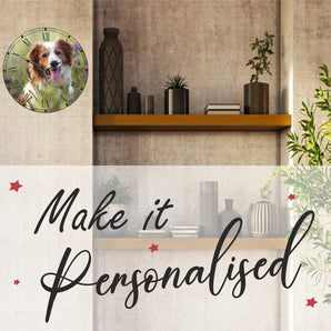 Photo Clock - Your Image Printed on the Clock - Size 30cm Circle with Roman Numerals - Family, Pets, Cars - Unique Personalised Special Gift