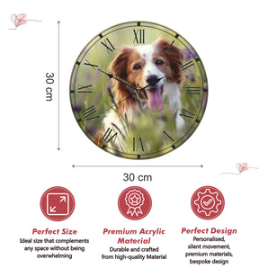Circle Photo Clock - Roman Numerals - Your Image Printed on the Clock