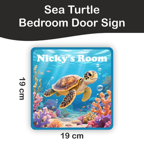 Personalised Sea Turtle Kids Bedroom Door Sign - Unique Gift