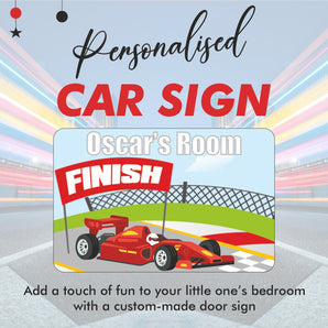 Personalised Racing Car Kids Bedroom Door Sign - Unique Gift