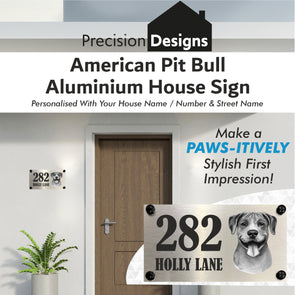 Dog Collection - American Pit Bull Aluminium House Sign - Personalised
