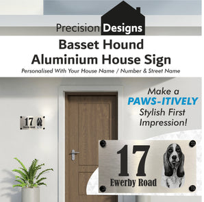 Dog Collection - Basset Hound Aluminium House Sign - Personalised