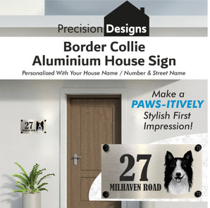 Dog Collection - Border Collie Aluminium House Sign - Personalised