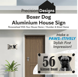 Dog Collection - Boxer Dog Aluminium House Sign - Personalised