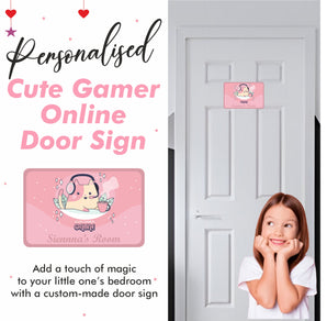 Personalised Cute Gamer Online - Gaming Kids Bedroom Door Sign - Unique Gift