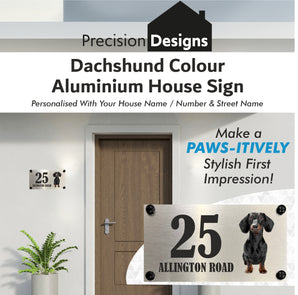 Dog Collection - Colour Dachshund Aluminium House Sign - Personalised