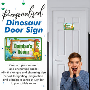 Personalised Dinosaur Kids Bedroom Door Sign - Unique Gift