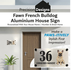 Dog Collection -  Fawn French Bulldog Aluminium House Sign - Personalised