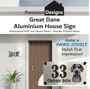Dog Collection - Great Dane Aluminium House Sign - Personalised