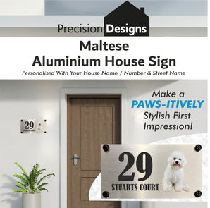 Dog Collection - Maltese Aluminium House Sign - Personalised