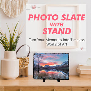 Rectangle Photo Slate with Stand 30cm x 20cm Your Photo on a Slate