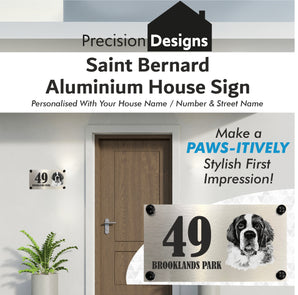Dog Collection - Saint Bernard Aluminium House Sign - Personalised