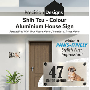 Dog Collection - Shih Tzu Colour Aluminium House Sign - Personalised