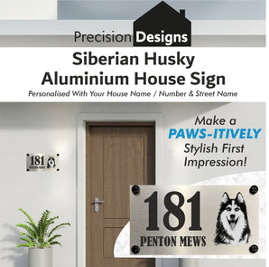 Dog Collection - Siberian Husky Aluminium House Sign - Personalised