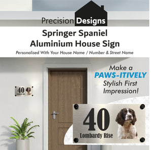 Dog Collection - Springer Spaniel Aluminium House Sign - Personalised