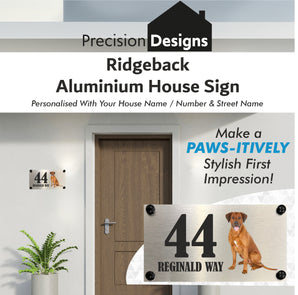 Dog Collection - Ridgeback Aluminium House Sign - Personalised