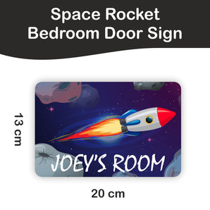 Personalised Space Rocket Kids Bedroom Door Sign - Unique Gift