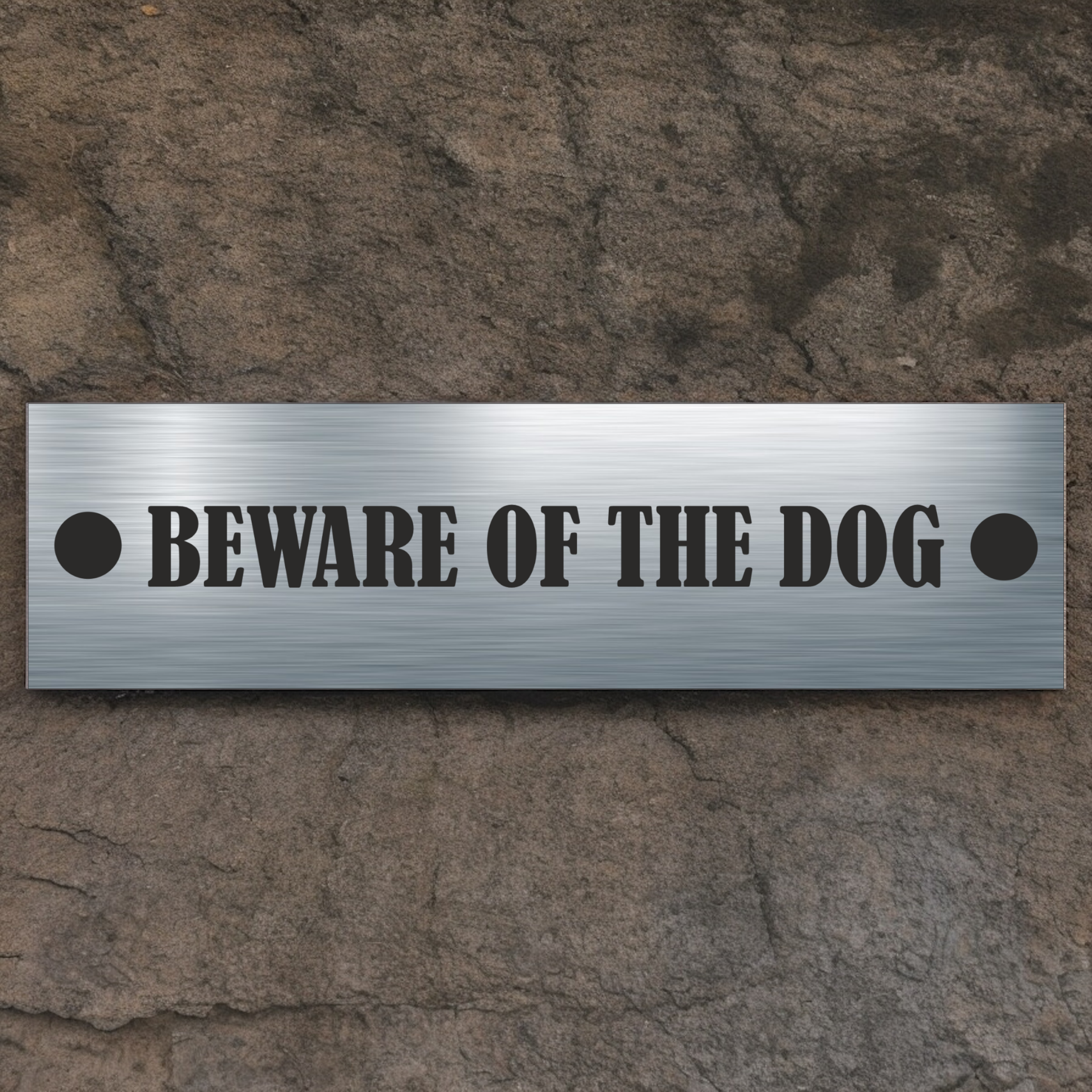 ANY TEXT - Aluminium Sign Personalised With Your Text - Example BEWARE OF THE DOG ( 5.5cm x 20cm )