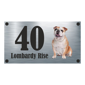 Dog Collection - Colour British Bulldog Aluminium House Sign - Personalised