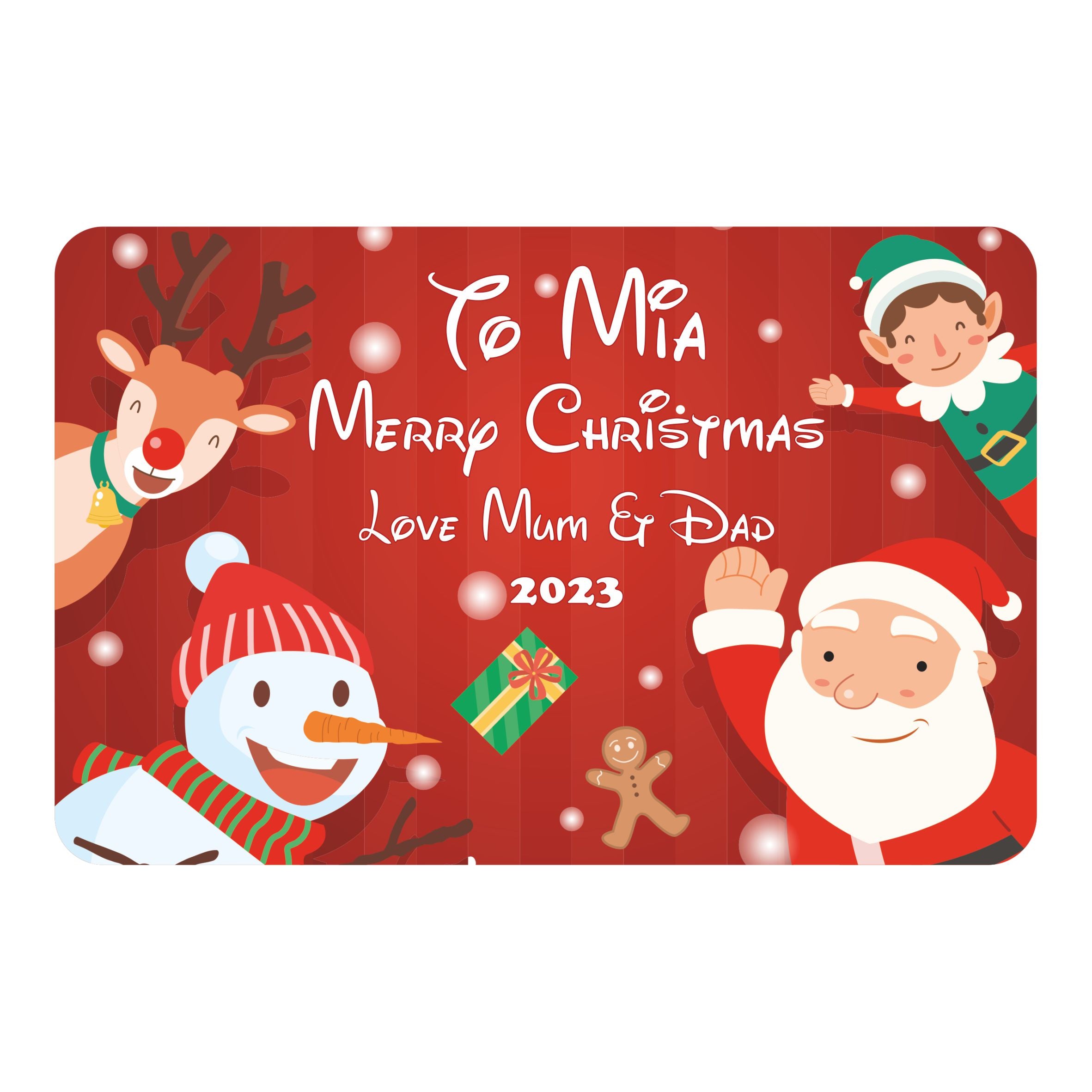 Christmas-No2 Sign / Gift Tag- Adult / Kids Custom Designed Printed with Any Name - Ideal as a Gift Tag