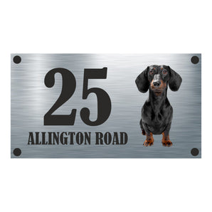 Dog Collection - Colour Dachshund Aluminium House Sign - Personalised