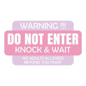 DO NOT ENTER - Knock & Wait Pink & Purple Kids Bedroom Door Sign - Unique Gift