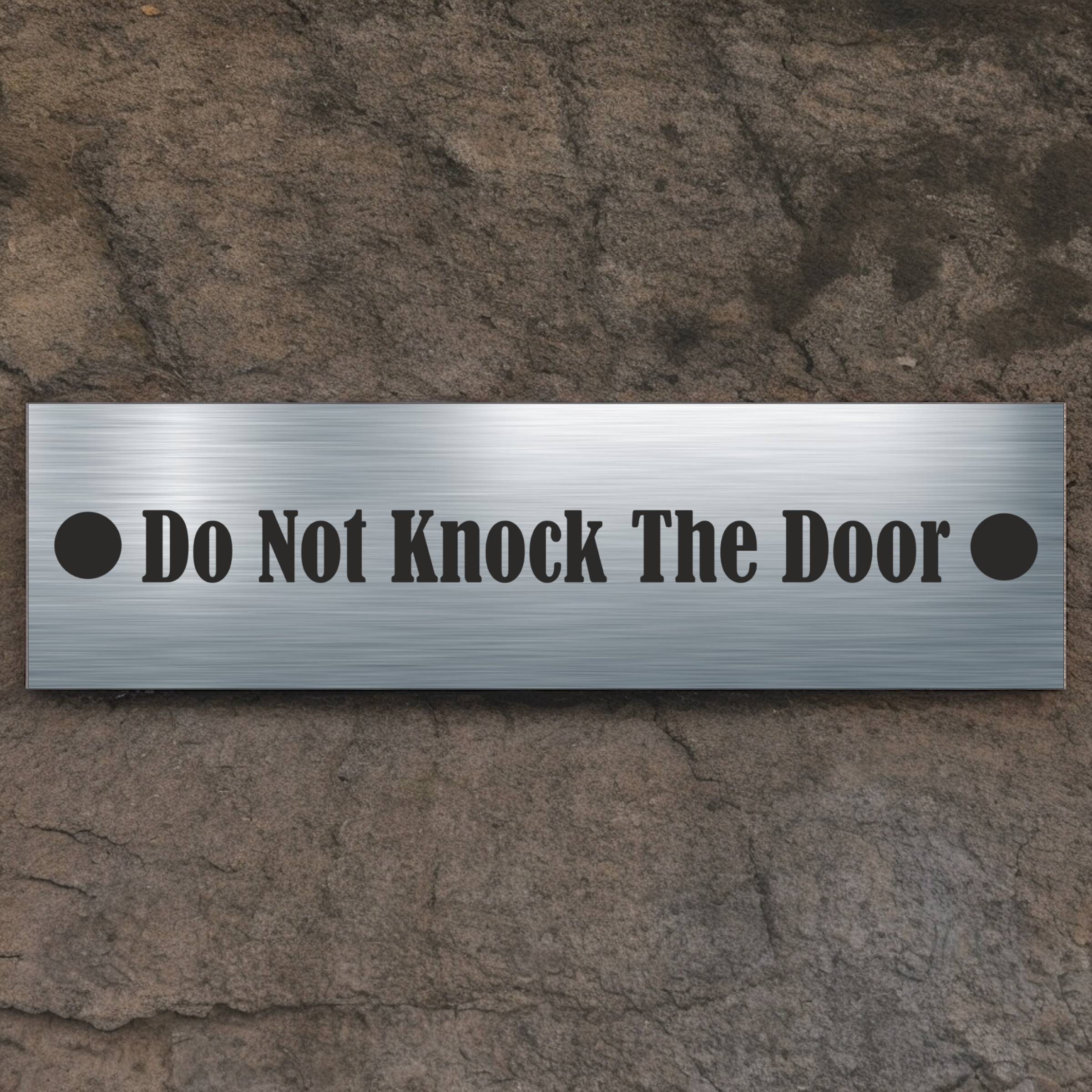 ANY TEXT - Aluminium Sign Personalised With Your Text - Example DO NOT KNOCK THE DOOR ( 5.5cm x 20cm )