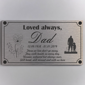 Memorial Plaque - Dad Design - Personalised With Any Name ( 11cm x 20cm )