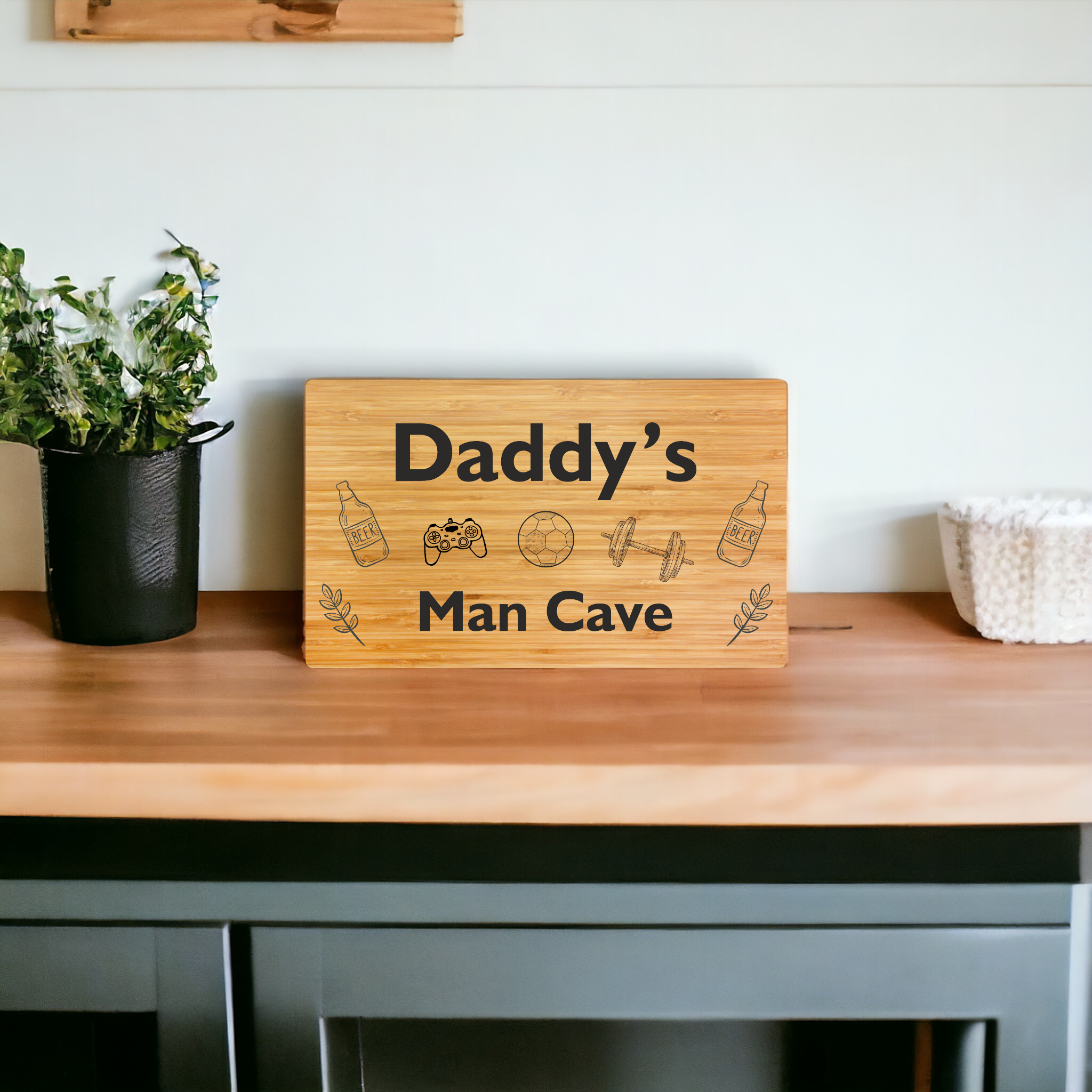 Personalised Bamboo Sign Plaque - MAN CAVE