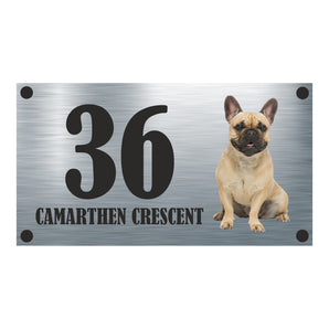 Dog Collection -  Fawn French Bulldog Aluminium House Sign - Personalised
