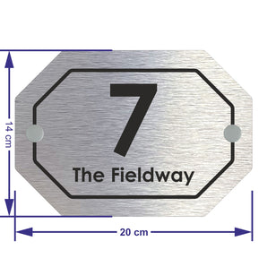 The Fieldway Modern House Sign with Perspex Acrylic Front, Silver Rear Panel and Satin Silver Stand Off Fixings ( Size - 20cm x 14cm )