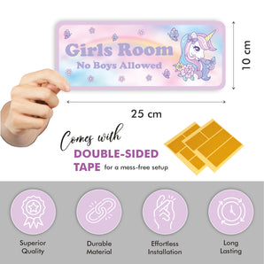 GIRLS ROOM - No Boys Allowed Kids Bedroom Door Sign - Unique Gift