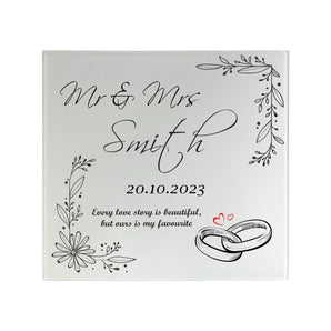Glass Chopping Board 30x28cm Wedding / Anniversary Gift