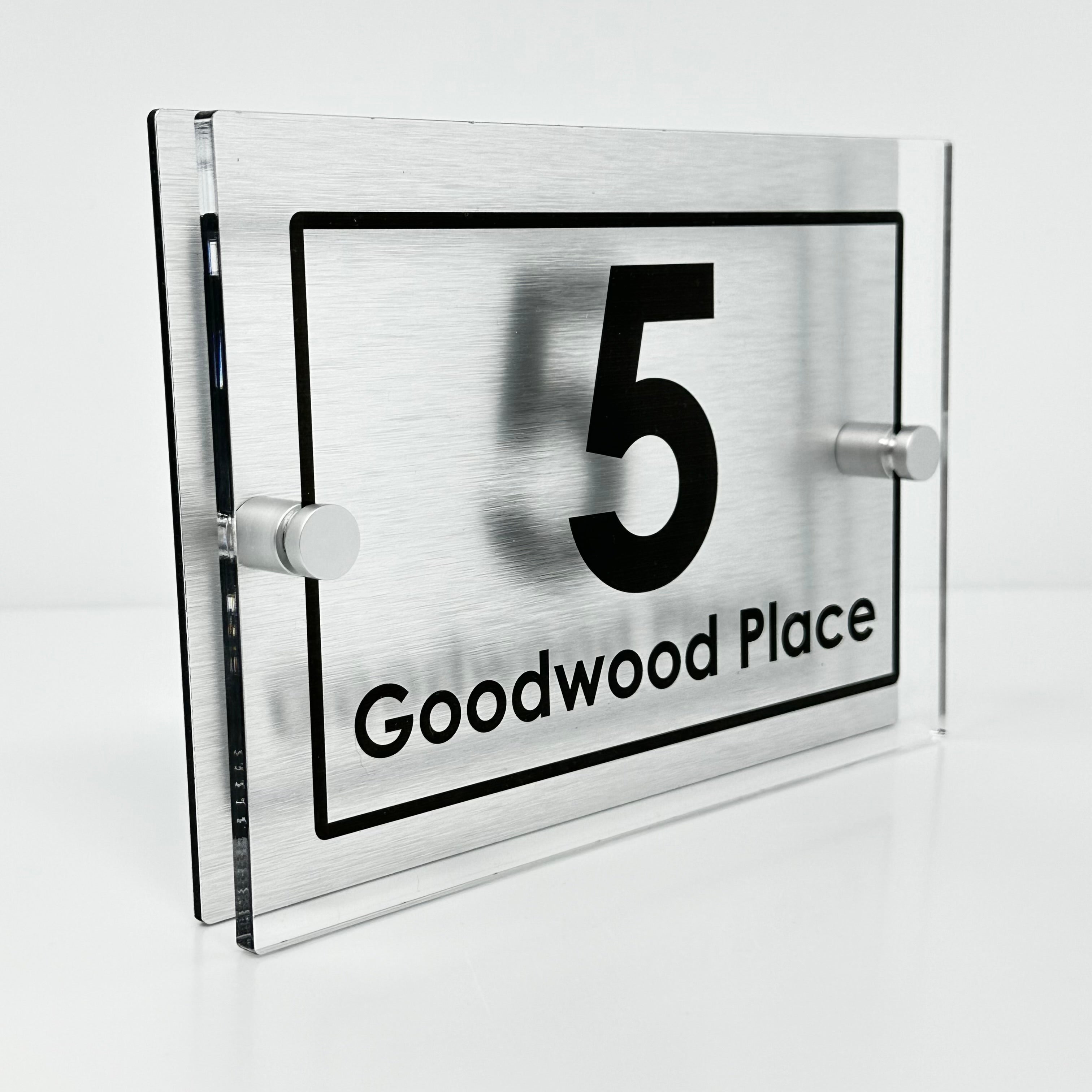 Add. Sign Modern The Goodwood Modern House Sign with Perspex Acrylic Front, Silver Rear ...