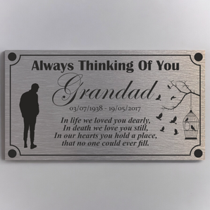 Memorial Plaque - Grandad Design - Personalised With Any Name ( 11cm x 20cm )