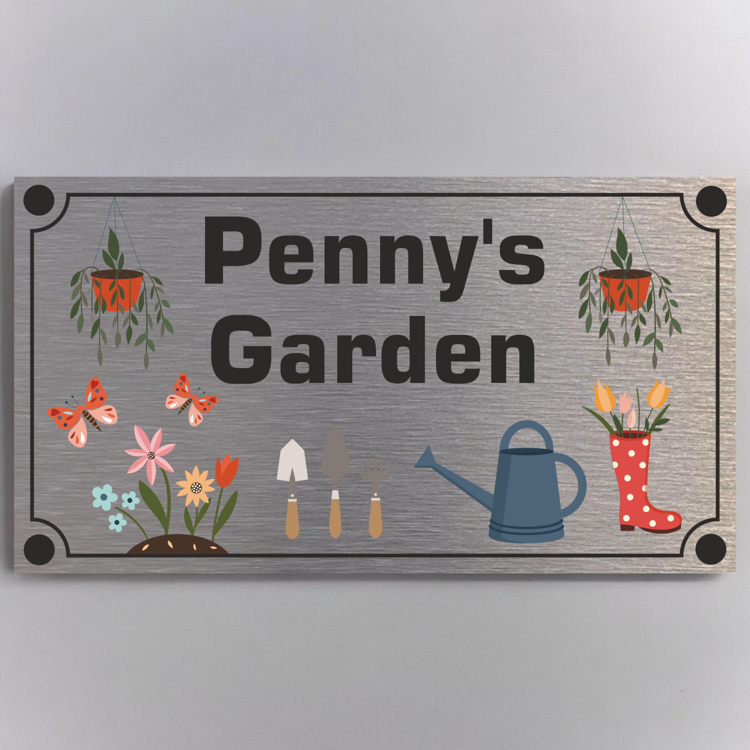 FUN - Grandma's Garden Personalised Aluminium Plaque - With Any Name ( 11cm x 20cm )