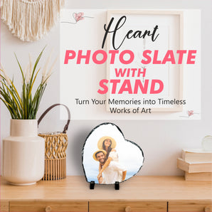 Heart Photo Slate with Stand 20cm Your Photo on a Slate Heart
