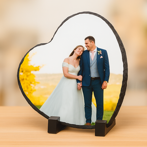 Heart Photo Slate with Stand 15cm Your Photo on a Slate Heart