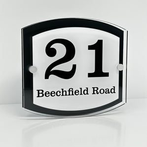 The Beechfield Modern House Sign with Perspex Acrylic Front, Anthracite Grey Rear Panel and Satin Silver Stand Off Fixings ( Size - 20cm x 18cm )